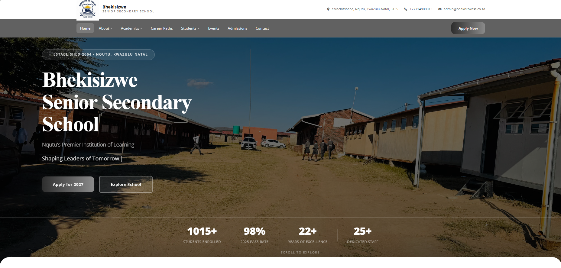 Bhekisizwe Senior Secondary School website homepage