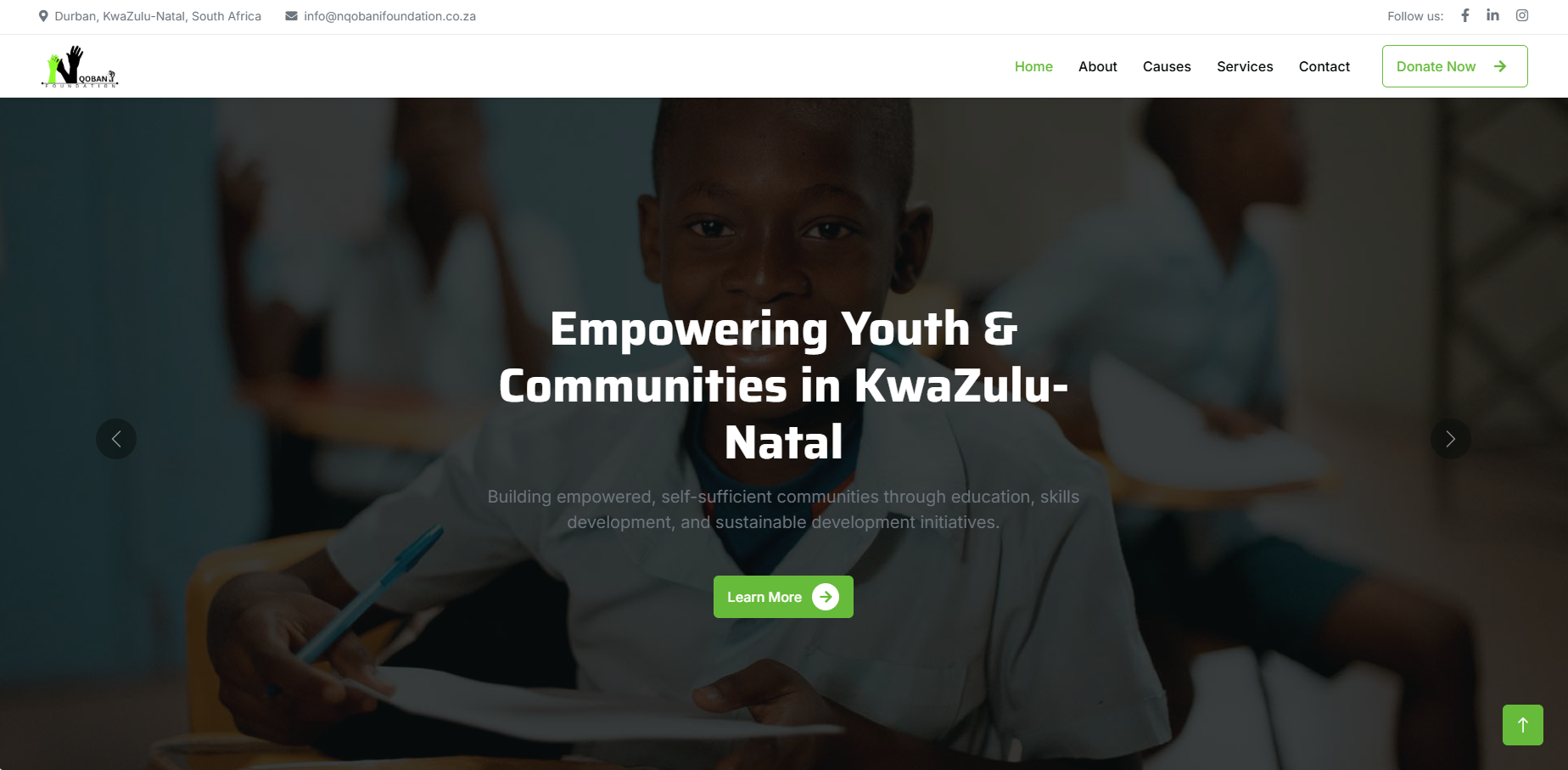 Nqobani Foundation website — Empowering Youth & Communities in KwaZulu-Natal
